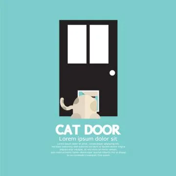 Cat Passing Through The Door For Cat Vector Illustration Illustrazione stock