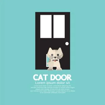 Cat Passing Through The Door For Cat Vector Illustration イラスト素材