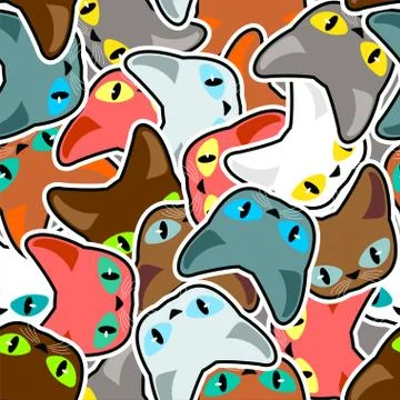 Cat pattern seamless. Kitten background. Baby fabric ornament Stock Illustration