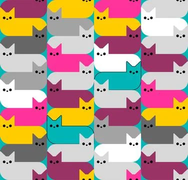 Cat Pattern seamless. pet Background Kids fabric ornament Stock Illustration