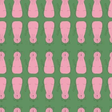 Cat pattern in the style of line art with pink spots. vector illustration Stock Illustration