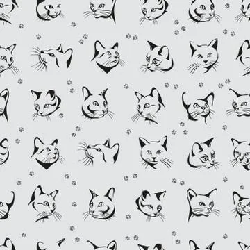 Cat, pattern, vector, illustration, graphic image Stock Illustration