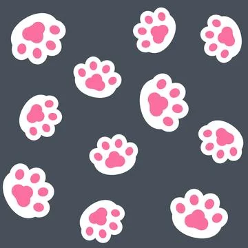 Cat paw Bliss seamless pattern, vector illustration for Purrfect Designs 스톡 일러스트