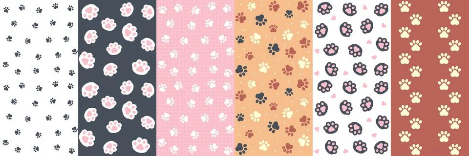Cat paw Bliss seamless pattern, vector illustration for Purrfect Designs Stockillustratie