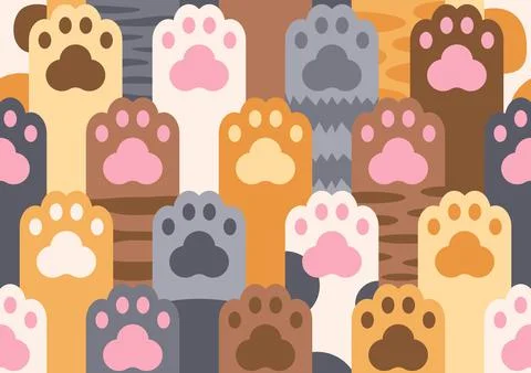Cat paw Bliss seamless pattern, vector illustration for Purrfect Designs Stock Illustration
