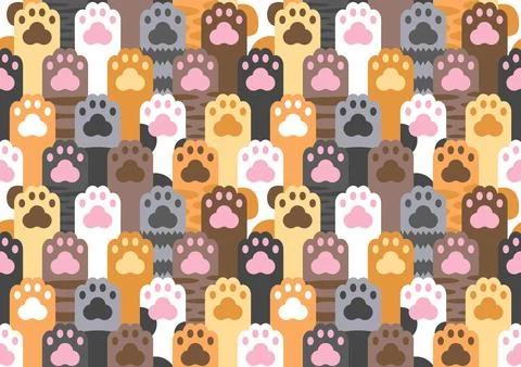 Cat paw Bliss seamless pattern, vector illustration for Purrfect Designs Stock Illustration