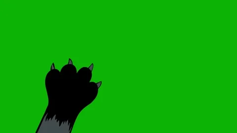 Cat Paw Hitting Screen Animation on Green Screen – Playful Cat Motion Stock Footage 314919379