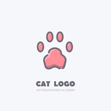 Cat paw vector logo, Kitten footprint mark Stock Illustration