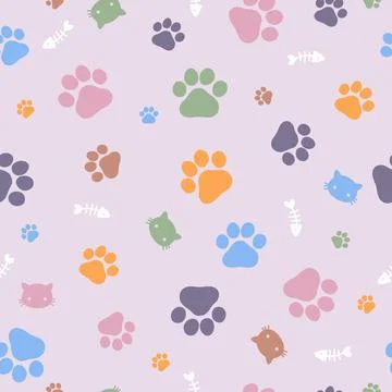 Cat paws background. Seamless pattern. Vector illustration Illustrazione stock
