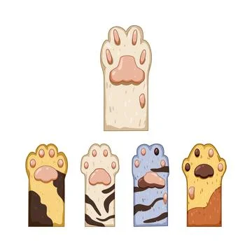 Cat paws collection displaying varied fur patterns Stock Illustration