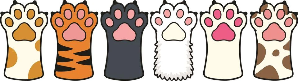 Cat paws with different patterns, minimal simple vector illustration Stock Illustration