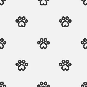 Cat paws prints seamless pattern. Vector illustration. Stock Illustration