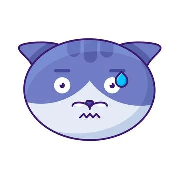 Cat perspirable expression funny emoji vector Illustration