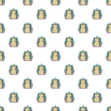 Cat in pet carrier seamless repeating pattern Stock Illustration