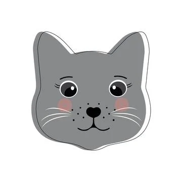 Cat pet head face icon, Vector illustration of funny cartoon cats Stock Illustration