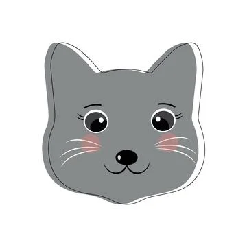 Cat pet head face icon, Vector illustration of funny cartoon cats Stock Illustration