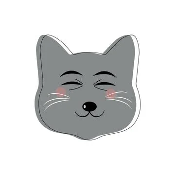Cat pet head face icon, Vector illustration of funny cartoon cats Stock Illustration