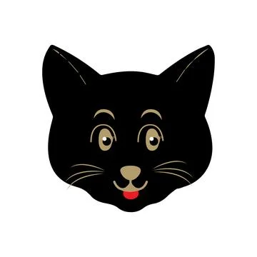 Cat pet head face icon, Vector illustration of funny cartoon cats Stock Illustration