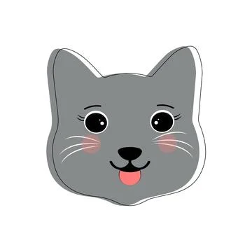 Cat pet head face icon, Vector illustration of funny cartoon cats Stock Illustration