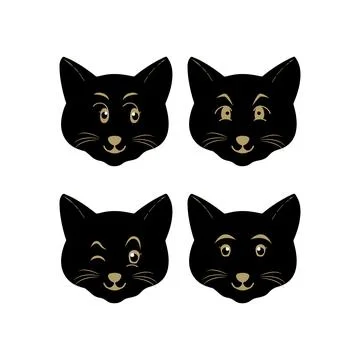 Cat pet head face icon, Vector illustration of funny cartoon cats Stock Illustration