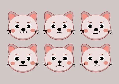 Cat pet head face icon, Vector illustration of funny cartoon cats, Cat face.. Stock Illustration