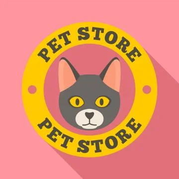 Cat pet store logo, flat style Stock Illustration