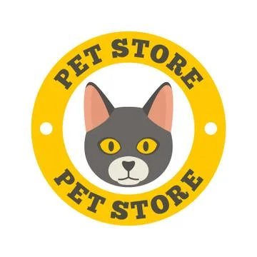Cat pet store logo, flat style Stock Illustration