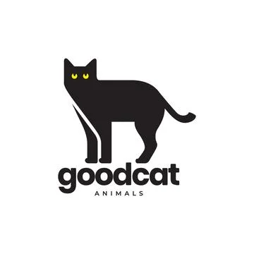 Cat pets black stand alone flat modern minimal mascot logo icon vector illu.. Stock Illustration