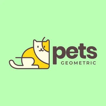 Cat pets geometric modern circle mascot minimal colorful logo vector icon i.. Stock-Illustration