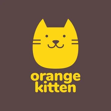Cat pets head flat modern minimal mascot cute logo vector icon illustration Stock Illustration