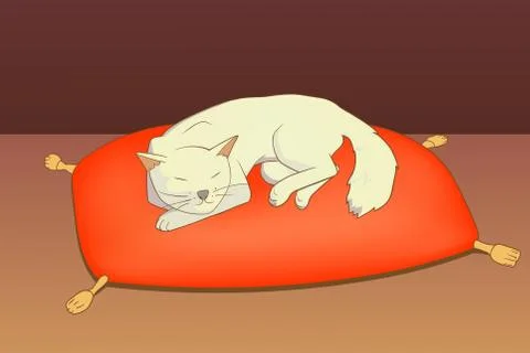 Cat on pillow イラスト素材