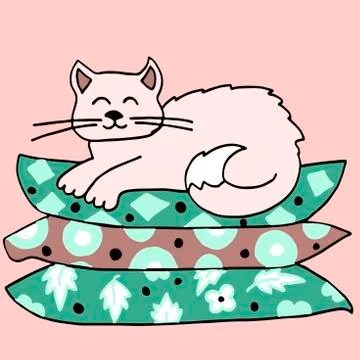 The cat on the pillow Stock Illustration