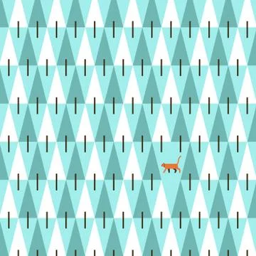 Cat in pine forest Illustrazione stock