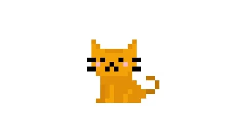 Cat pixel animation on white background Stock Footage 241139649