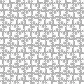 Cat pixel art pattern seamless. 8 bit pat background. pixelated Baby fabric.. Stock Illustration