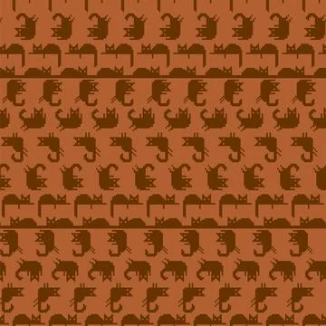 Cat pixel art pattern seamless. 8 bit pat background. pixelated Baby fabric.. 스톡 일러스트