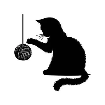 Cat playing with ball of yarn 스톡 일러스트