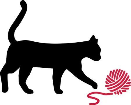 Cat playing with wool hank Illustrazione stock