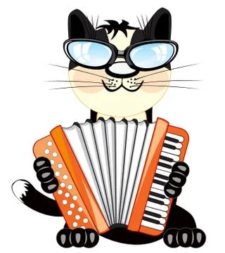 Cat plays on accordeon Illustrazione stock