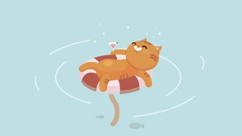 Cat in the pool Stock-Illustration