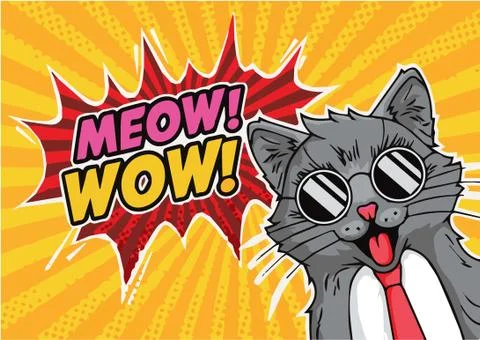 CAT POP ART SPEECH BUBBLE, CUTE!!! Ilustração Stock