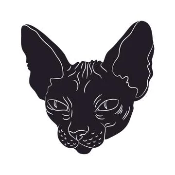 Cat portrait silhouette, vector Stock-Illustration