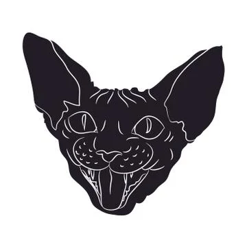 Cat portrait silhouette, vector Illustrazione stock
