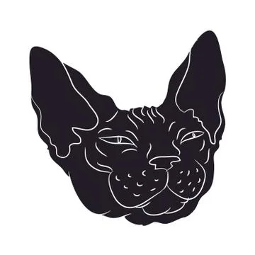 Cat portrait silhouette, vector Illustrazione stock