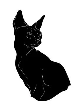 Cat portrait silhouette, vector Illustrazione stock