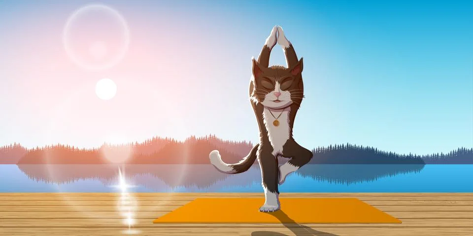 Cat practice yoga Stock Illustration