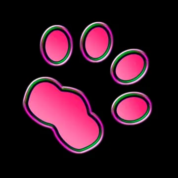 Cat print in the night - Neon effect Illustrazione stock