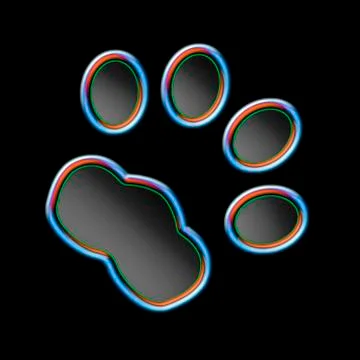 Cat print in the night - Neon effect Illustrazione stock