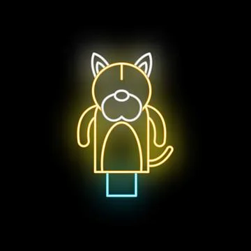 Cat puppet illustration glowing with neon sign effect 库存插图