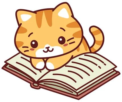 Cat Reading Book Illustrazione stock